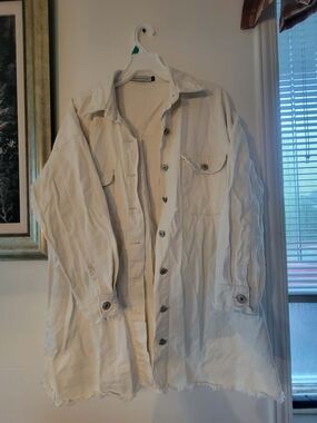 Women's Cream Button-Front Utility Jacket